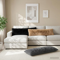 vidaXL Cushion with Pillow HEERLEN 2 pcs Black PV Fleece 1