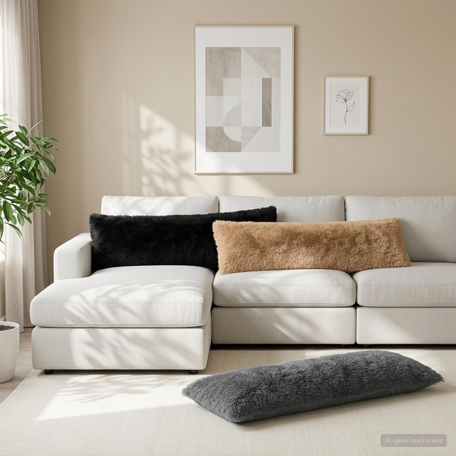 vidaXL Cushion with Pillow HEERLEN 2 pcs Taupe PV Fleece 1