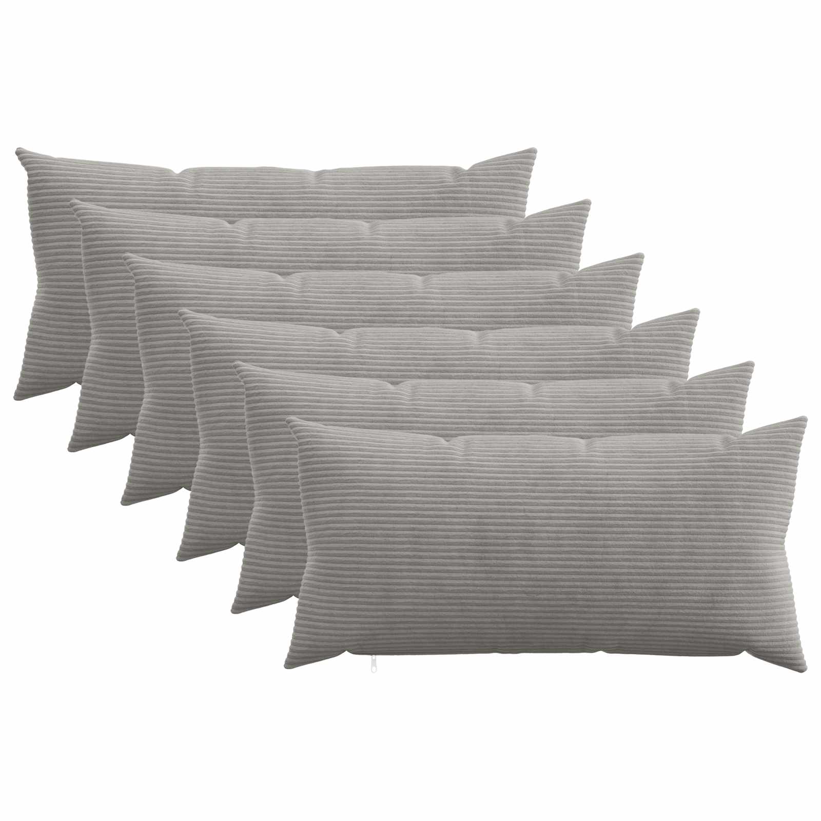vidaXL Cushion Cover 6 pcs HEERLEN Light Grey 40 x 70 cm Corduroy 1