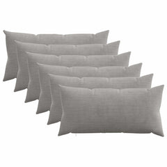 vidaXL Cushion Cover 6 pcs HEERLEN Light Grey 40 x 70 cm Corduroy 1