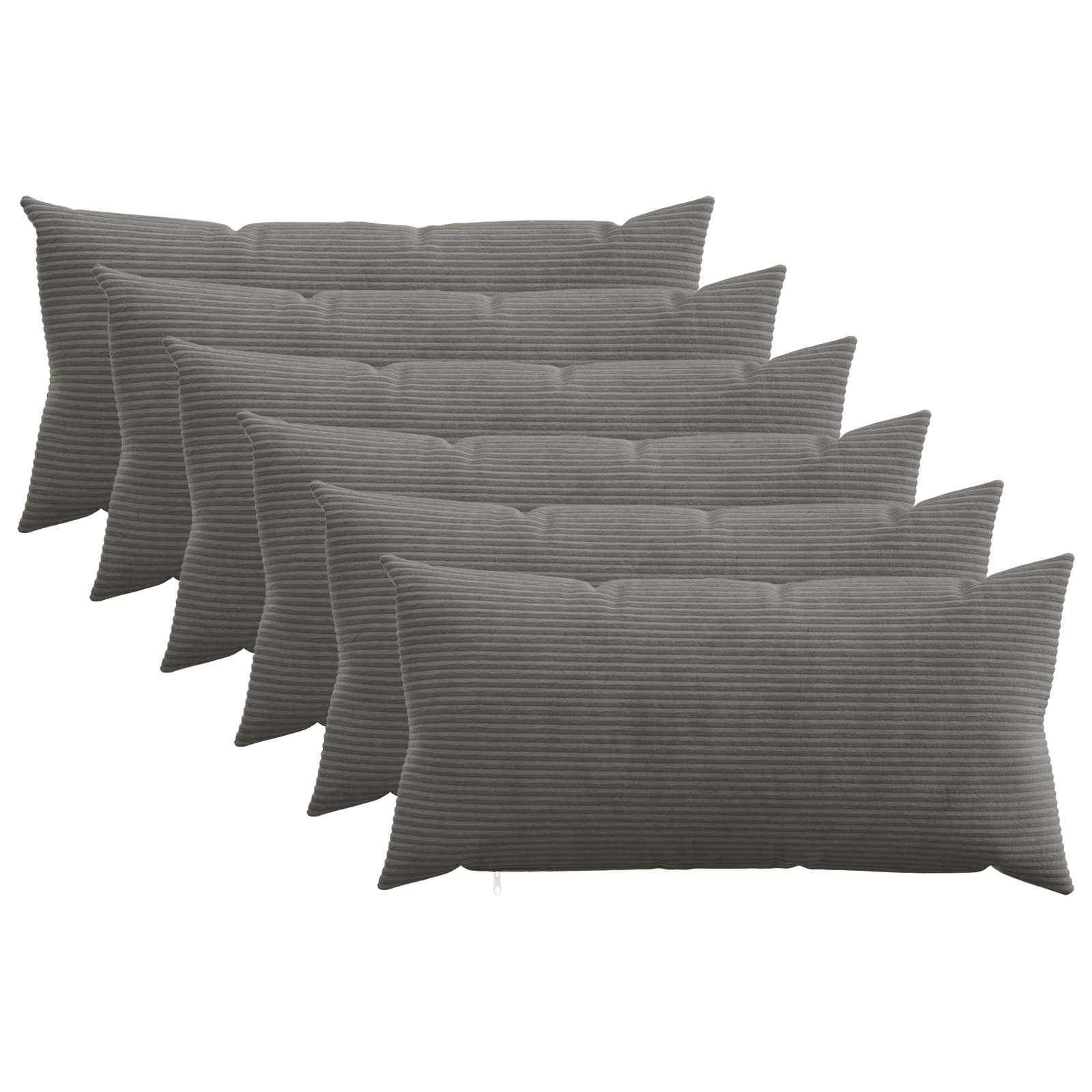 vidaXL Cushion Cover 6 pcs HEERLEN Dark Grey 40 x 70 cm Corduroy 1