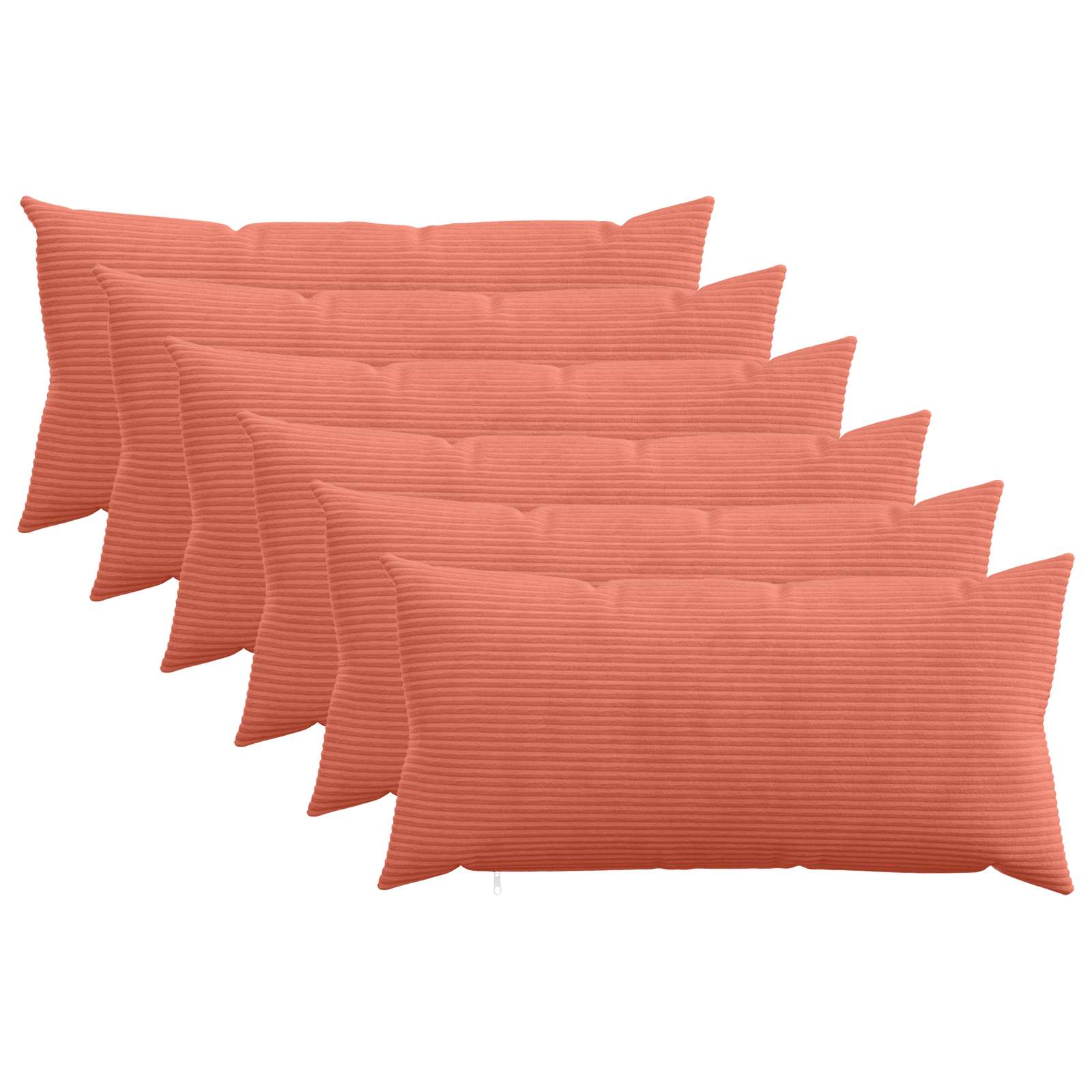 vidaXL Cushion Cover 6 pcs HEERLEN Red Orange 40 x 70 cm Corduroy 1