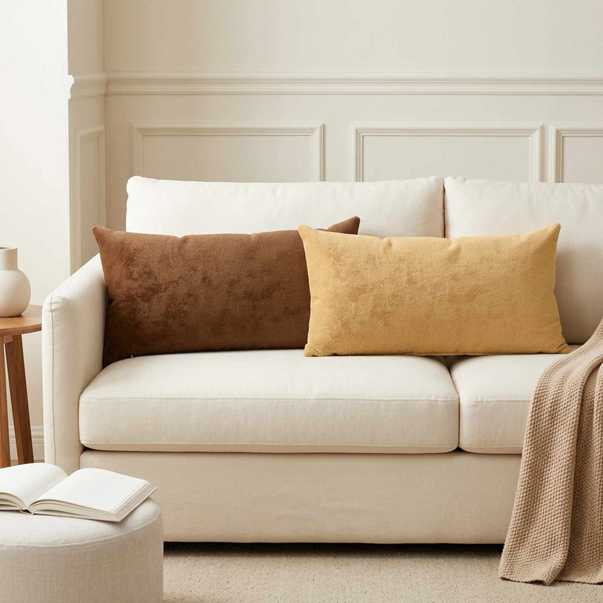 vidaXL Cushion Cover 12 pcs HEERLEN Taupe 40 x 80 cm Flannel 1