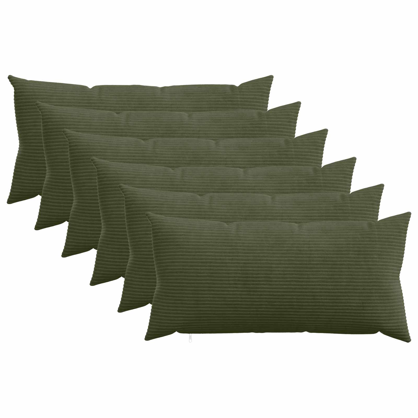 vidaXL Cushion Cover 6 pcs HEERLEN Green 40 x 80 cm Corduroy 1
