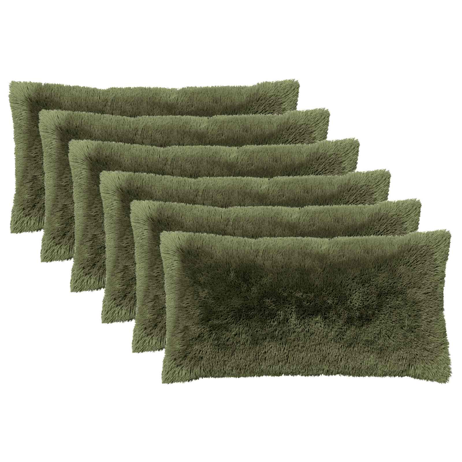 vidaXL Cushion Cover 6 pcs HEERLEN Green 40 x 80 cm PV Fleece 2