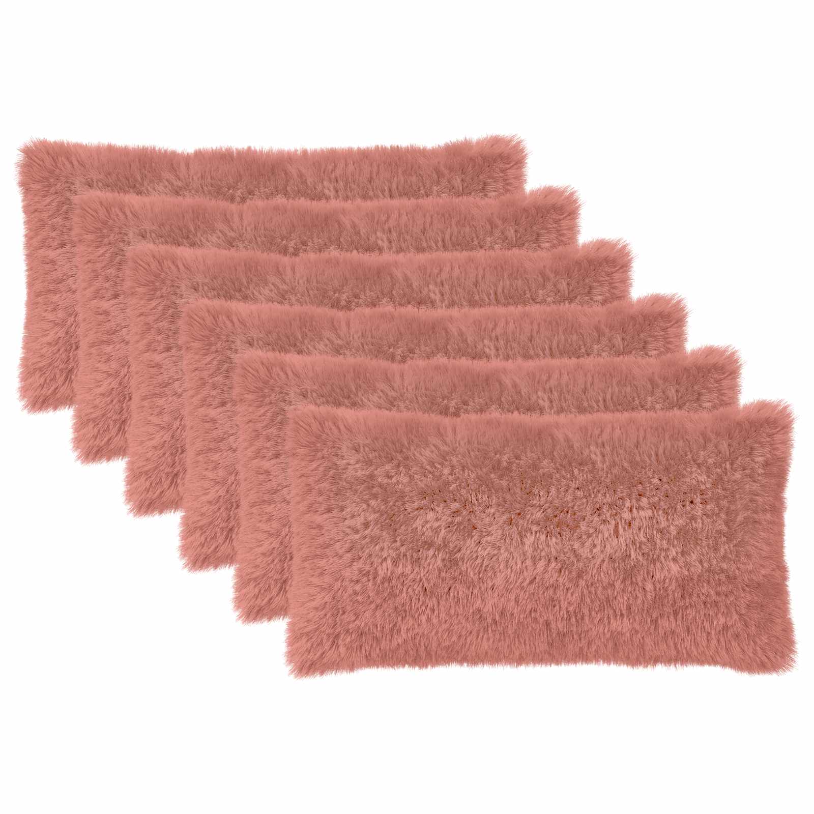 vidaXL Cushion Cover 6 pcs HEERLEN Pink 40 x 80 cm PV Fleece 2