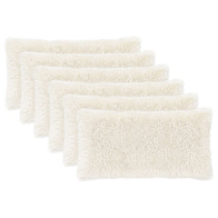 vidaXL Cushion Cover 6 pcs HEERLEN White 40 x 80 cm PV Fleece 2