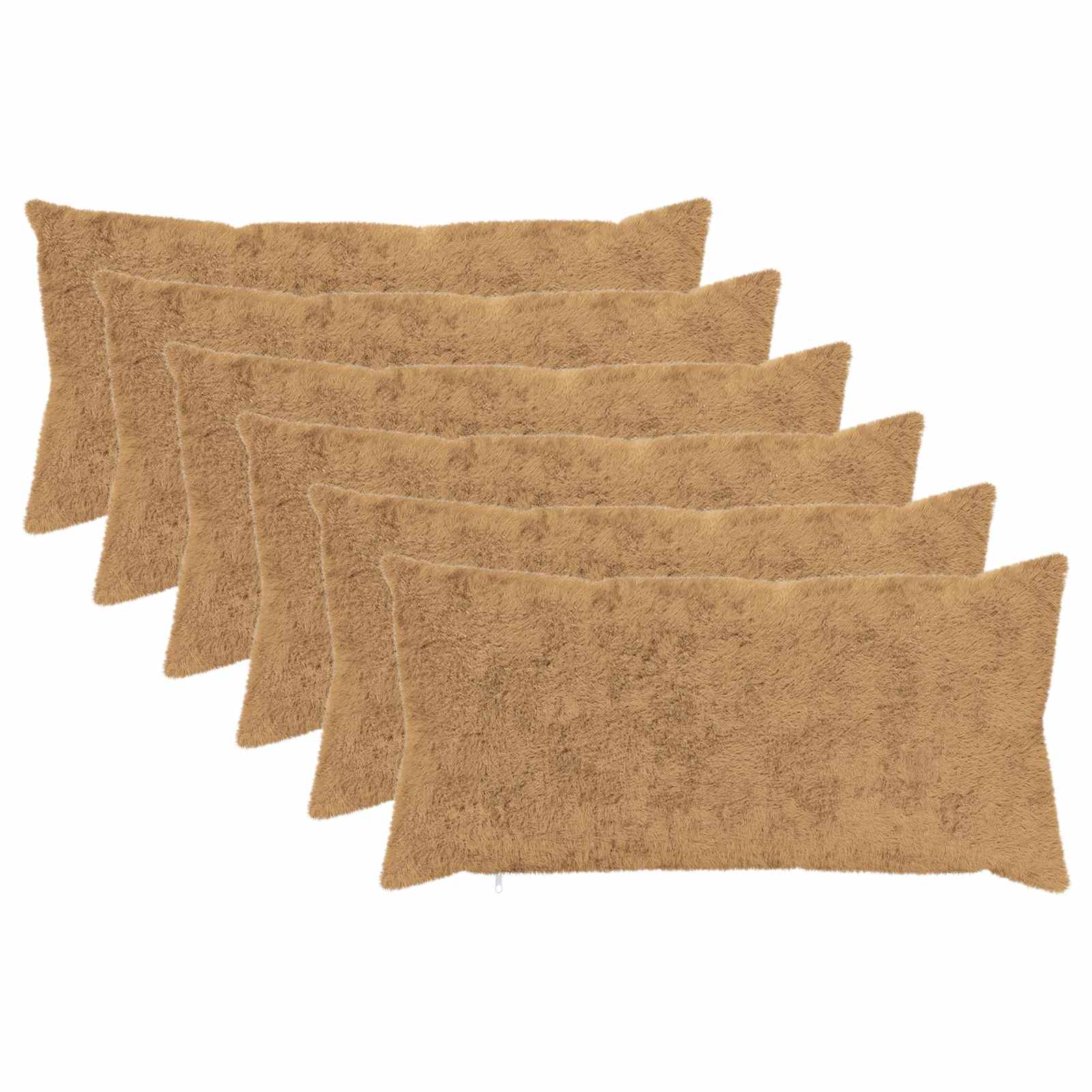 vidaXL Cushion Cover 6 pcs HEERLEN Taupe 40 x 80 cm Faux Rabbit Fur 2