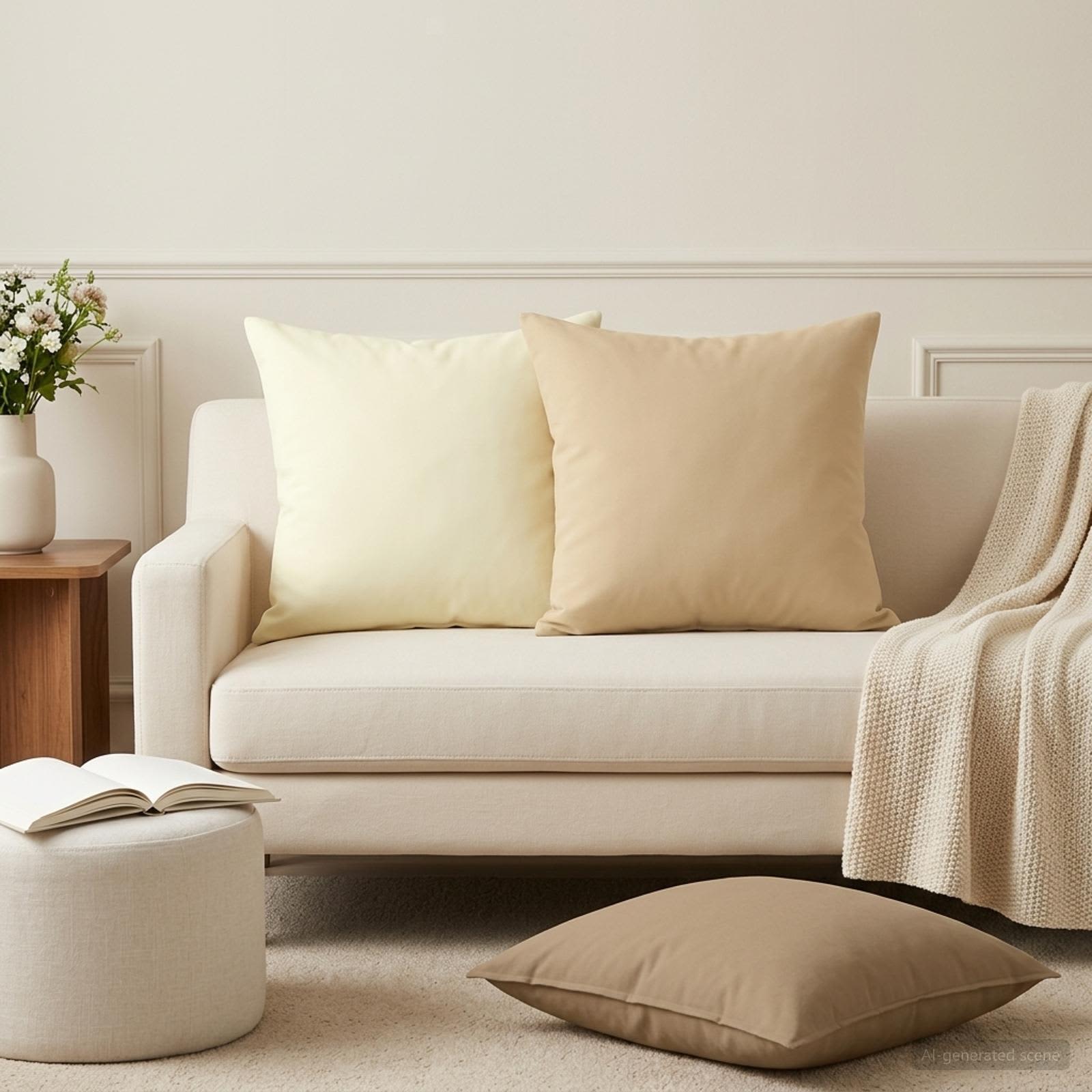 vidaXL Cushion Cover 12 pcs HEERLEN Beige 50 x 50 cm Polyester 1