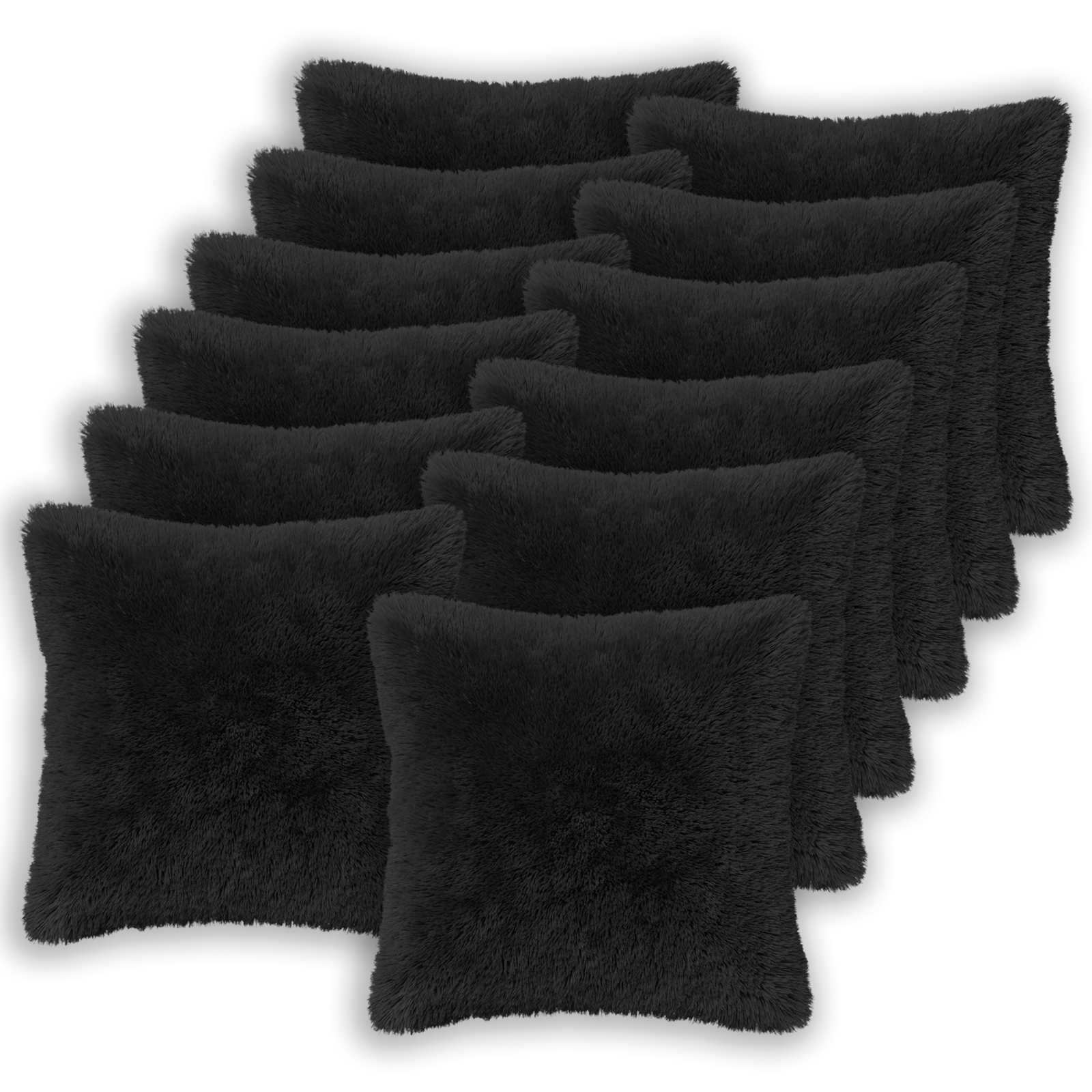 vidaXL Cushion Cover 12 pcs HEERLEN Black 45 x 45 cm PV Fleece 2