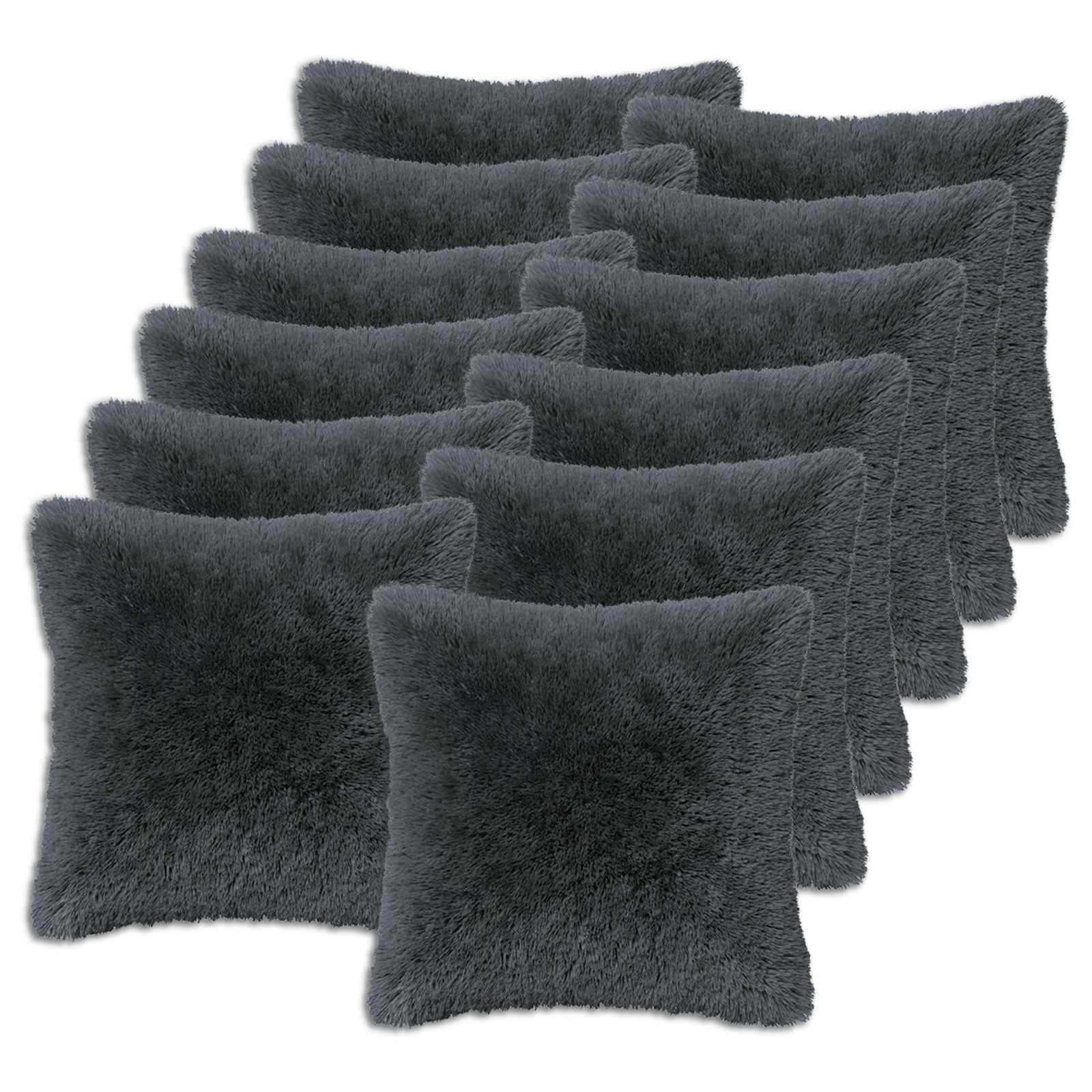 vidaXL Cushion Cover 12 pcs HEERLEN Anthracite 45 x 45 cm PV Fleece 2