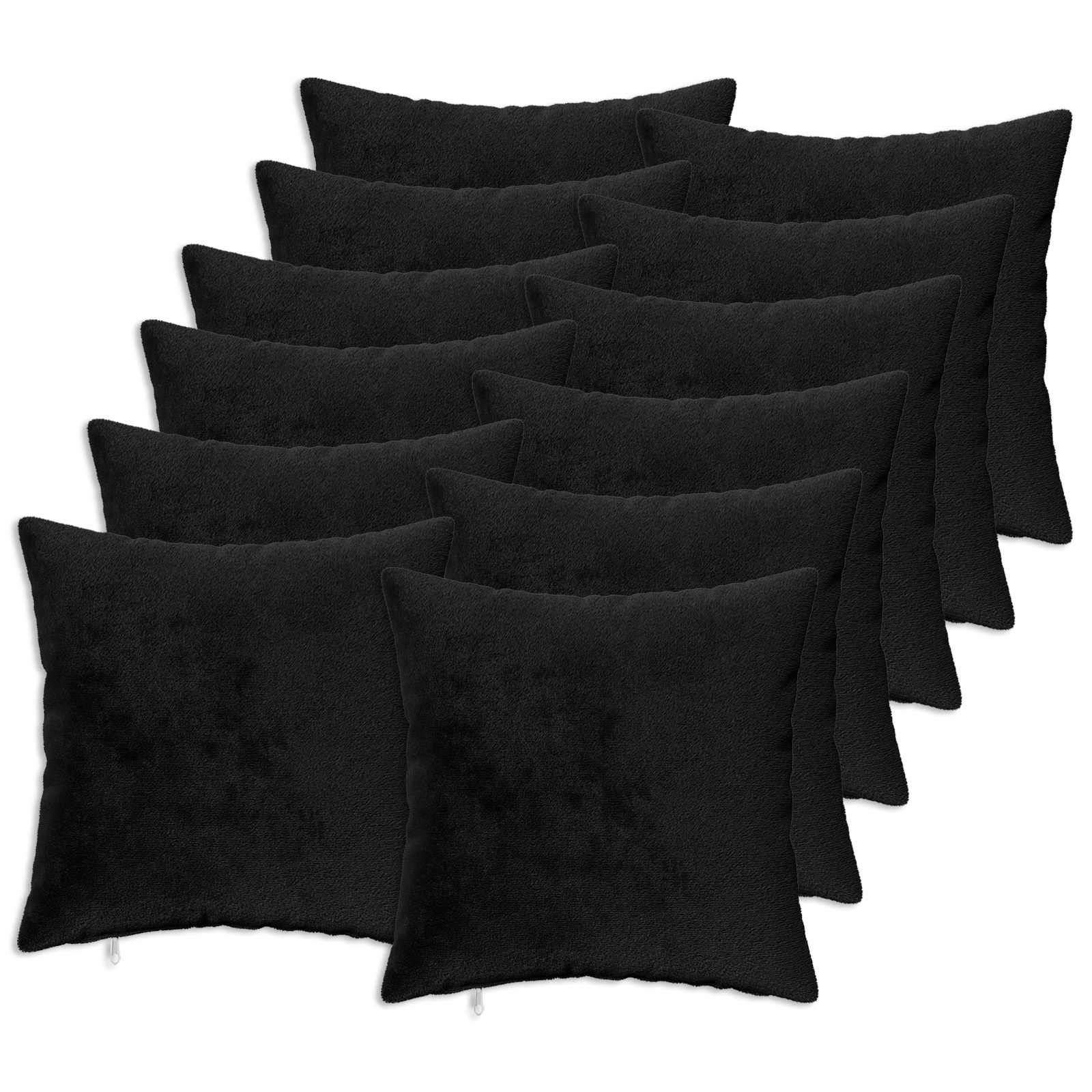 vidaXL Cushion Cover 12 pcs HEERLEN Black 45 x 45 cm Flannel 1