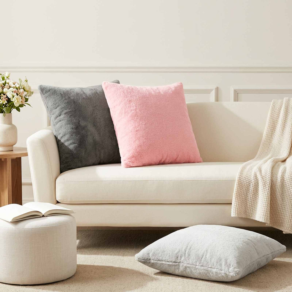 vidaXL Cushion Cover 12 pcs HEERLEN Light Grey 50 x 50 cm Flannel 1