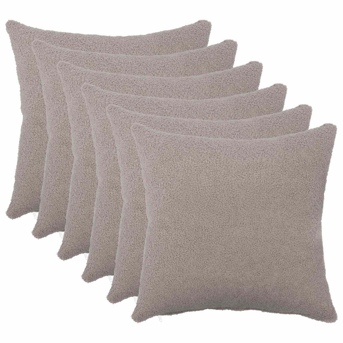 vidaXL Cushion Cover 6 pcs HEERLEN Light Grey 50 x 50 cm Bouclé 2