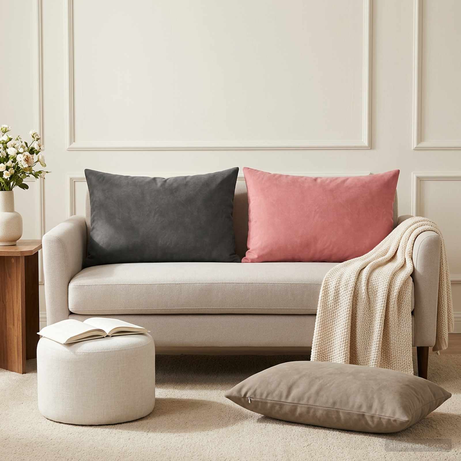 vidaXL Cushion with Pillow HEERLEN 2 pcs Light Grey Velvet 1