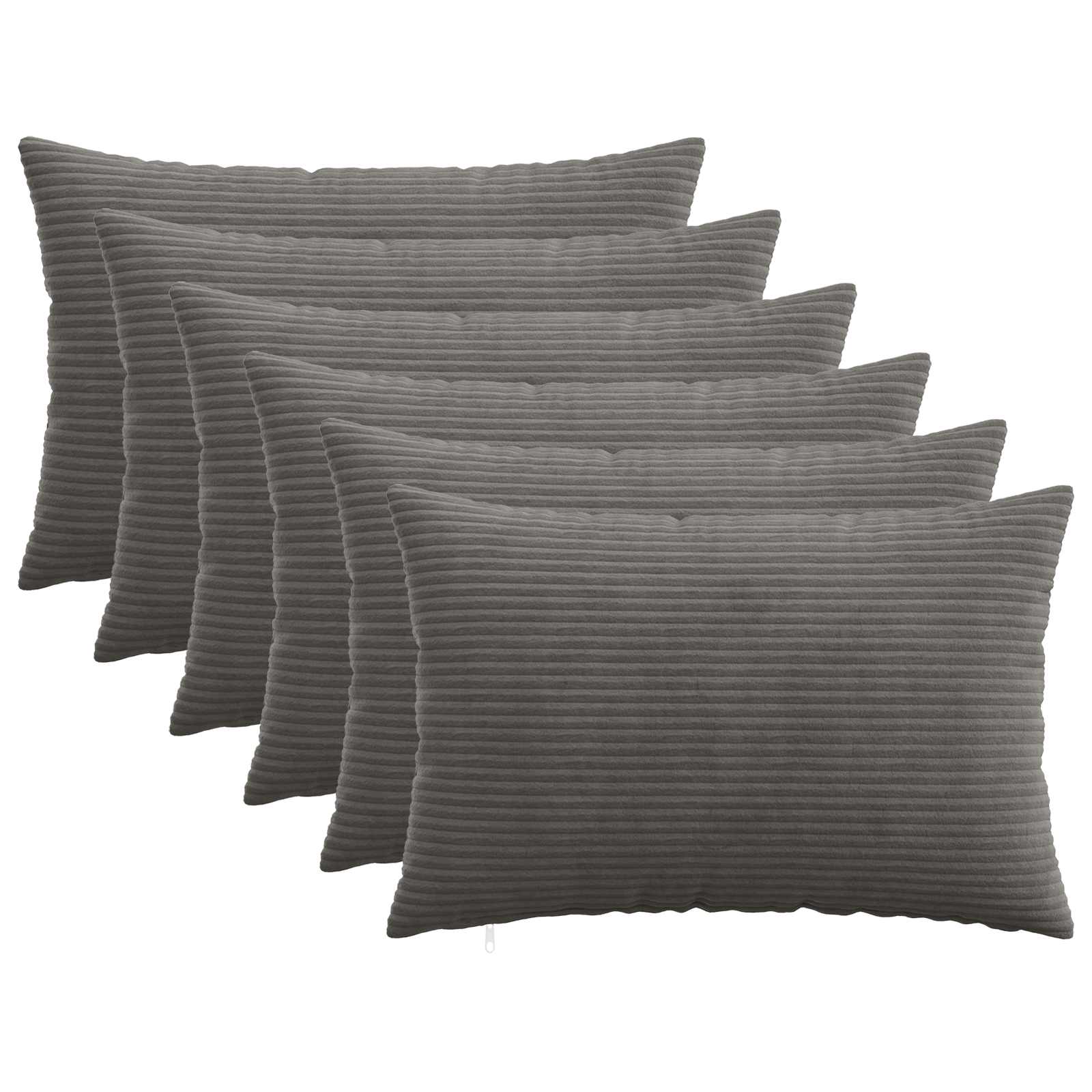 vidaXL Cushion Cover 6 pcs HEERLEN Dark Grey 50 x 70 cm Corduroy 1