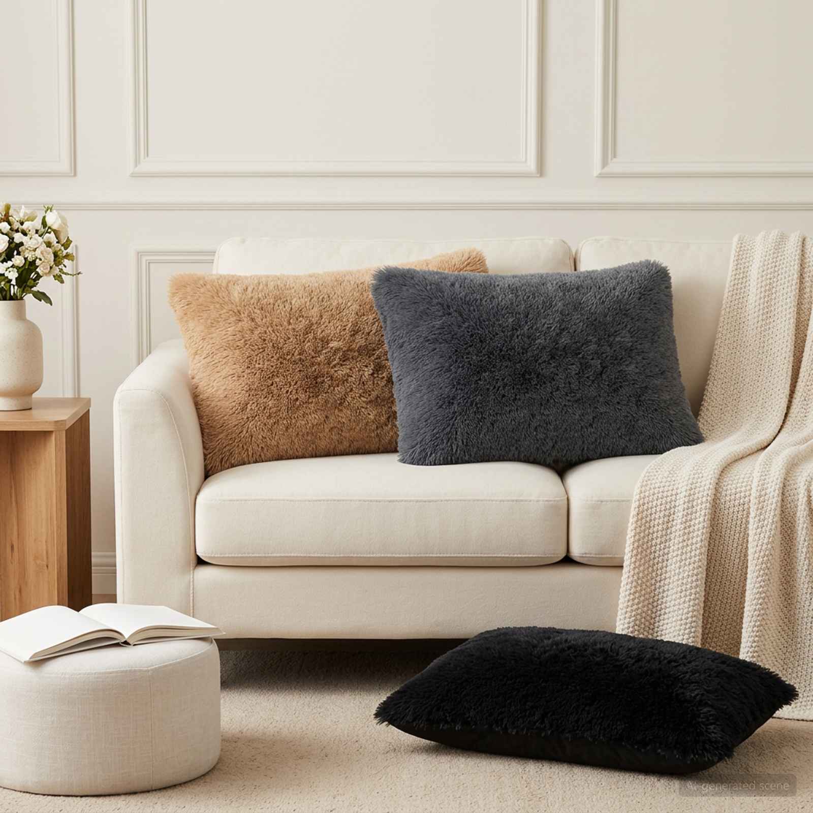 vidaXL Cushion Cover 6 pcs HEERLEN Taupe 50 x 75 cm PV Fleece 1