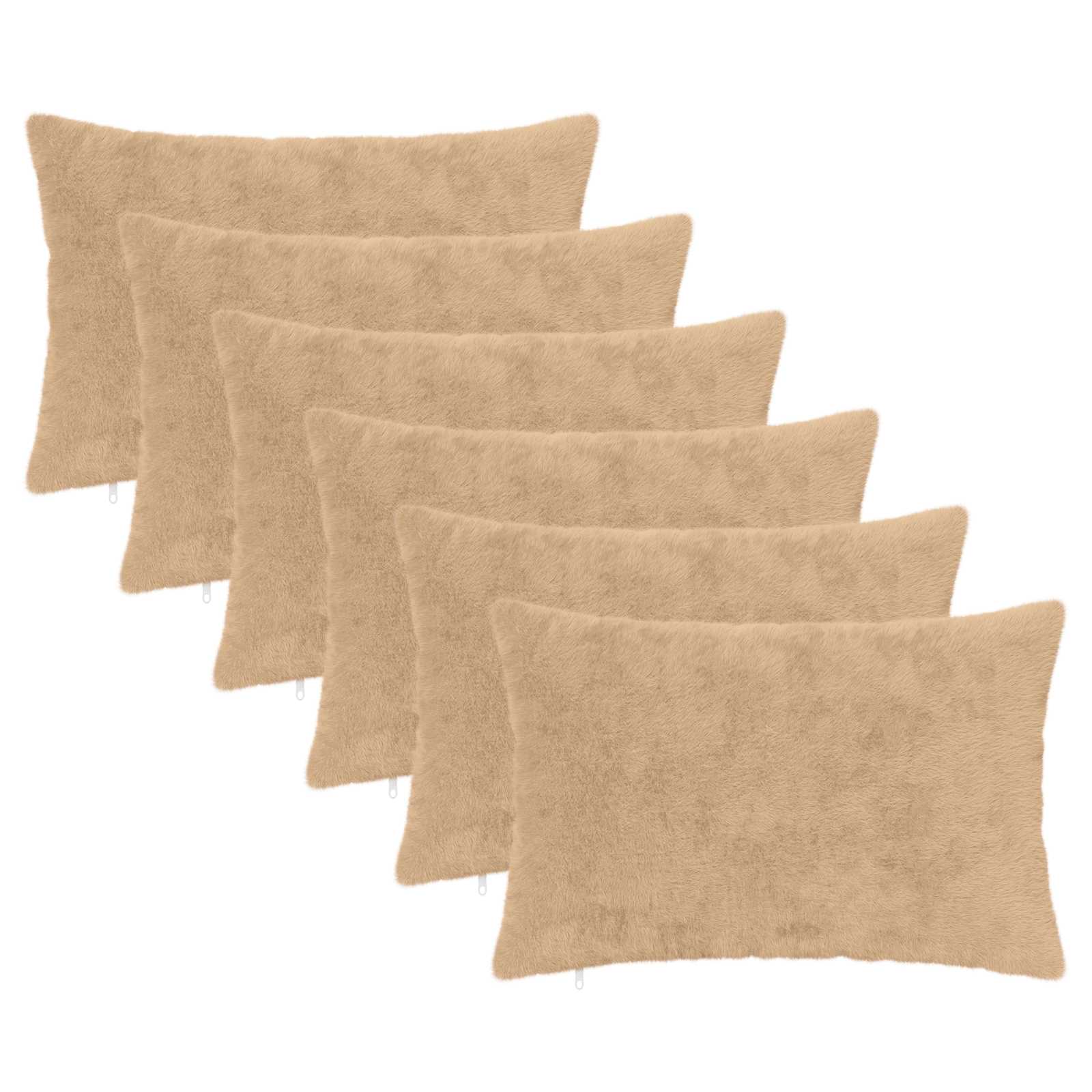 vidaXL Cushion Cover 6 pcs HEERLEN Cream 50 x 70 cm Faux Rabbit Fur 2