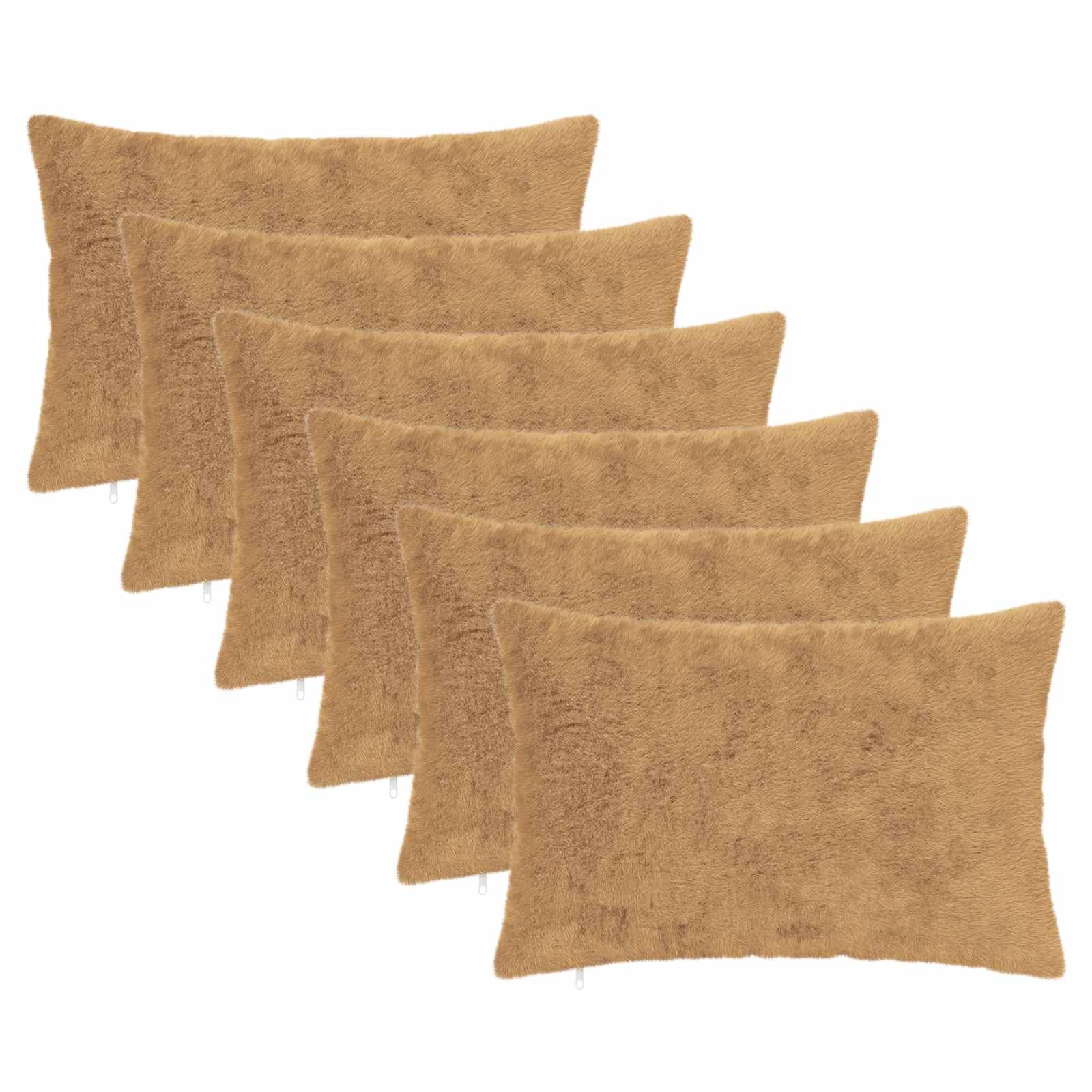 vidaXL Cushion Cover 6 pcs HEERLEN Taupe 50 x 70 cm Faux Rabbit Fur 2