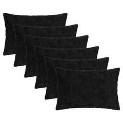 vidaXL Cushion Cover 6 pcs HEERLEN Black 50 x 70 cm Faux Rabbit Fur 2