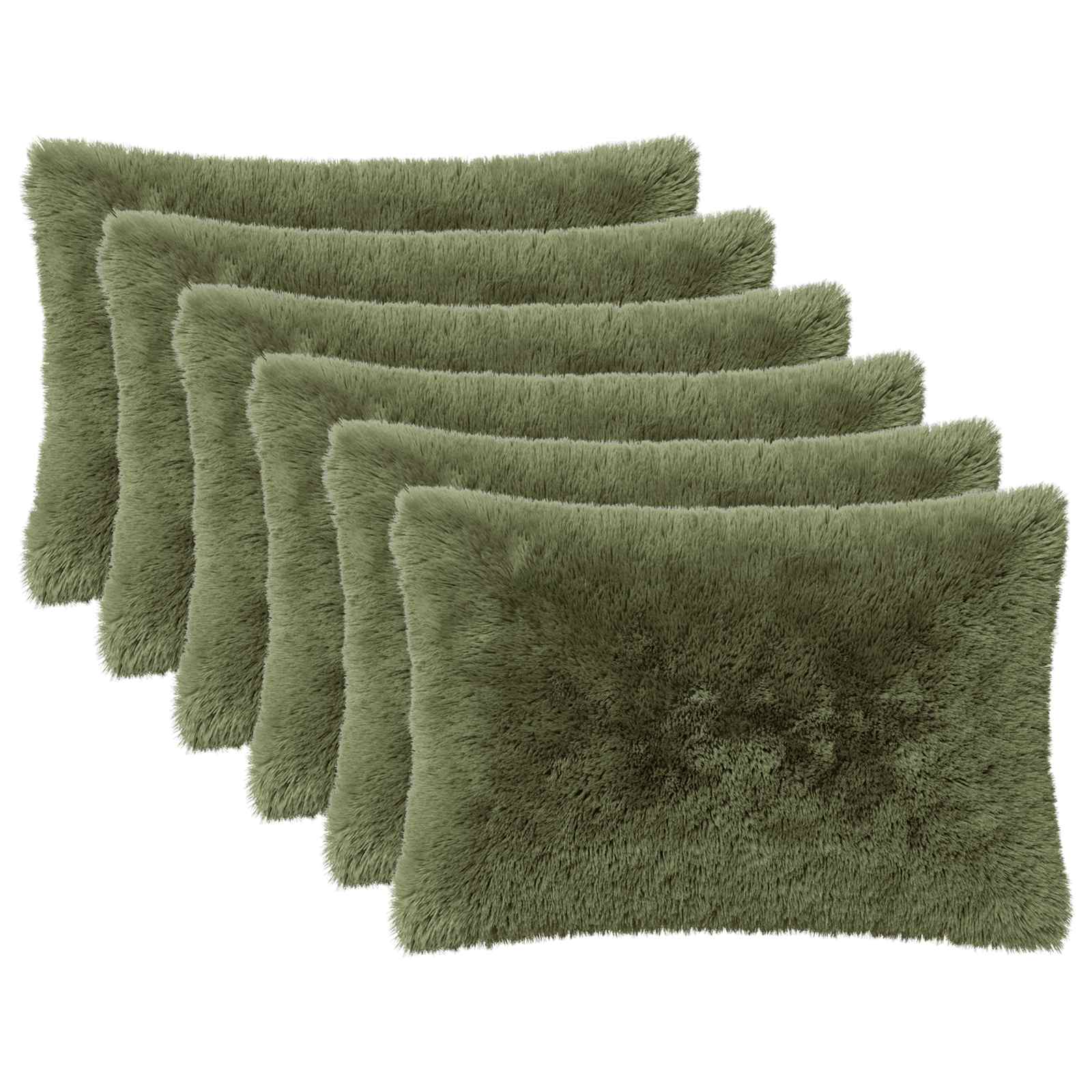 vidaXL Cushion Cover 6 pcs HEERLEN Green 50 x 75 cm PV Fleece 2