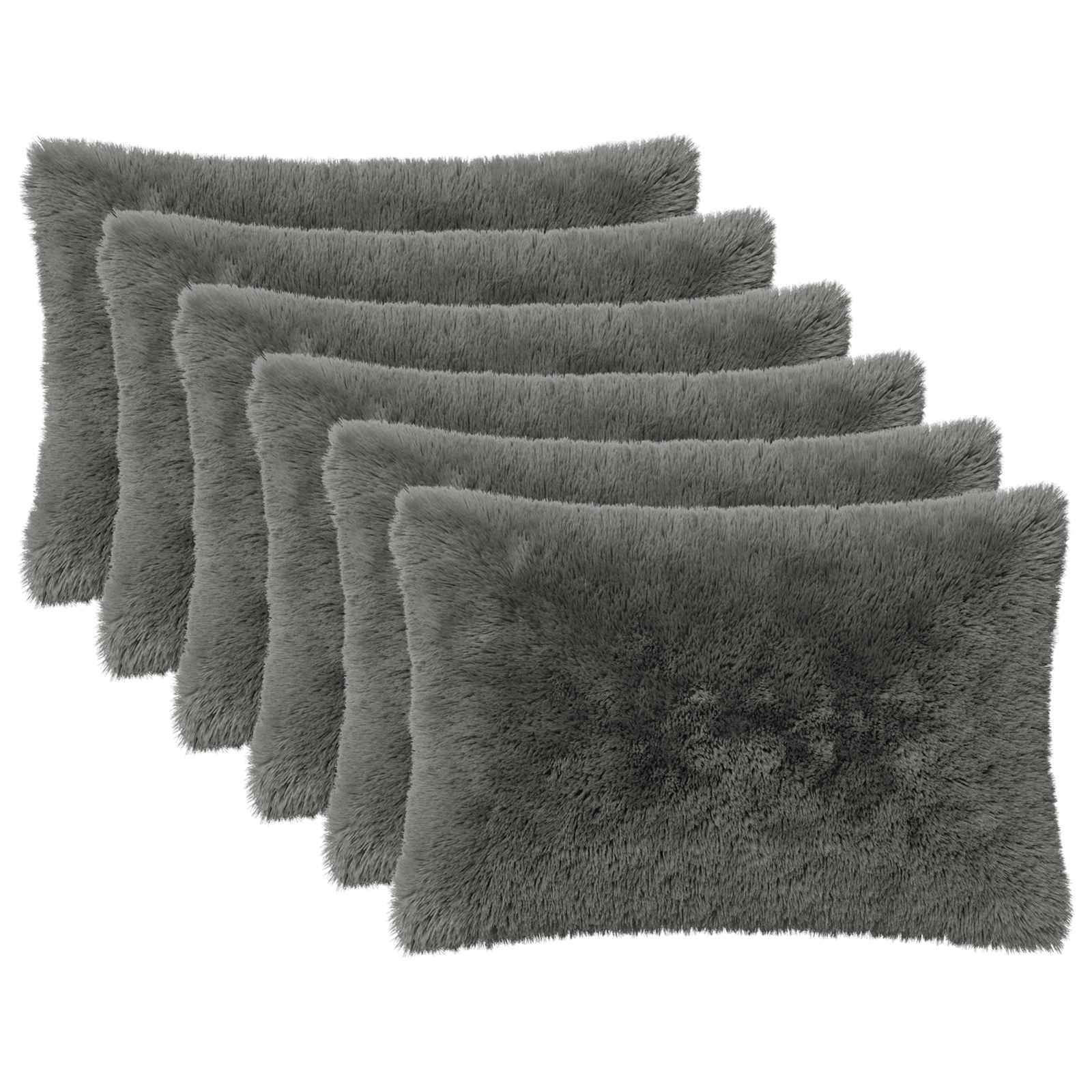 vidaXL Cushion Cover 6 pcs HEERLEN Light Grey 50 x 75 cm PV Fleece 2