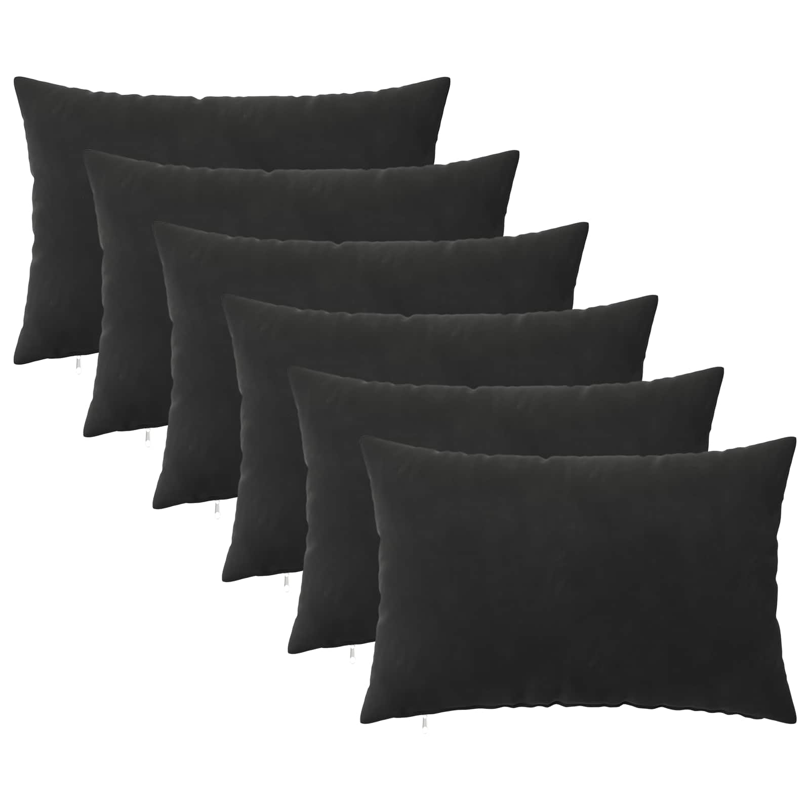 vidaXL Cushion Cover 6 pcs HEERLEN Black 50 x 80 cm Velvet 2