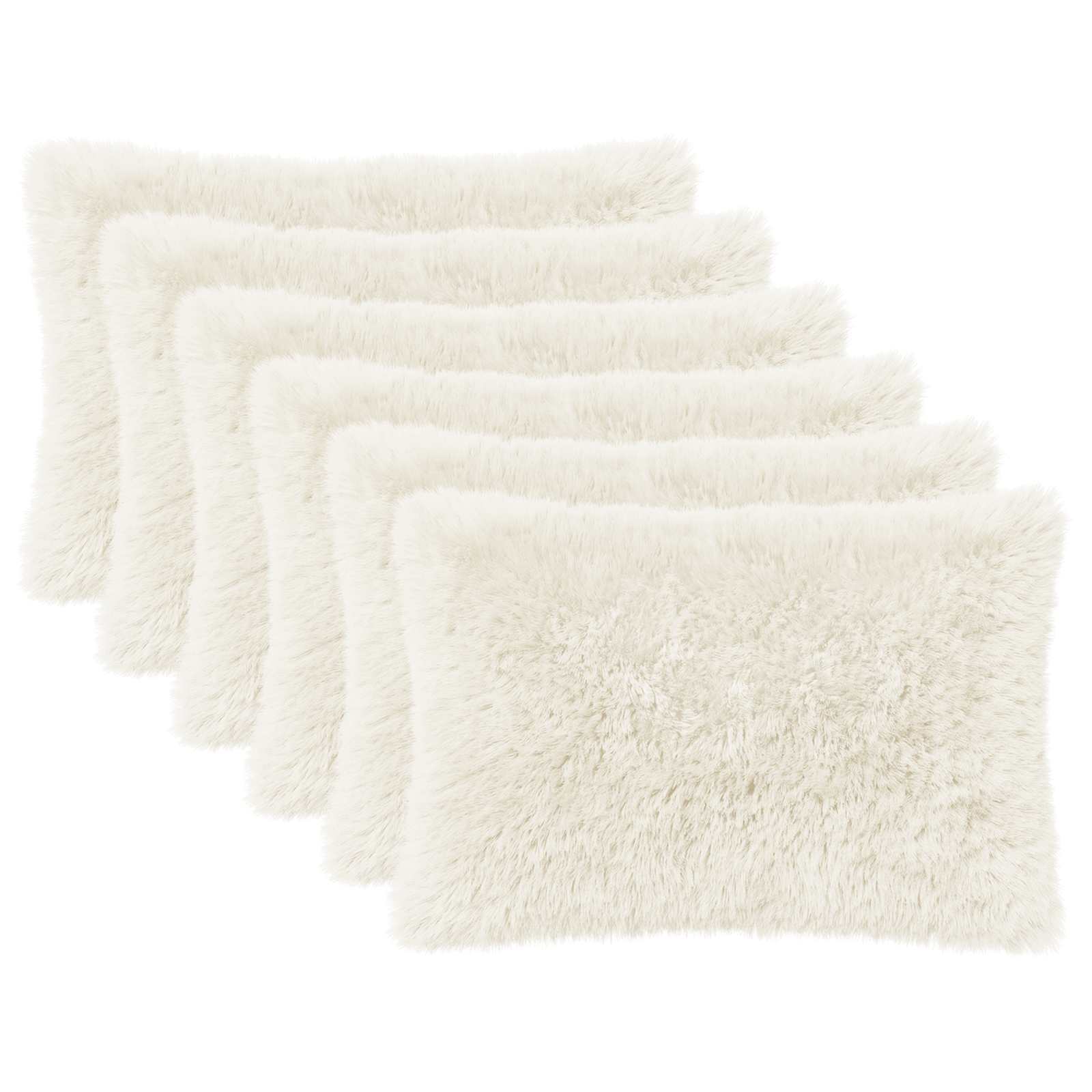 vidaXL Cushion Cover 6 pcs HEERLEN White 50 x 80 cm PV Fleece 2