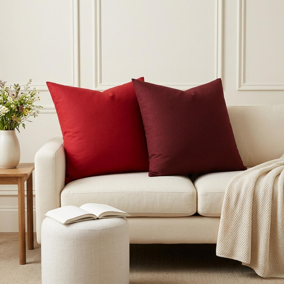 vidaXL Cushion with Pillow HEERLEN 2 pcs Wine Red Fabric 1