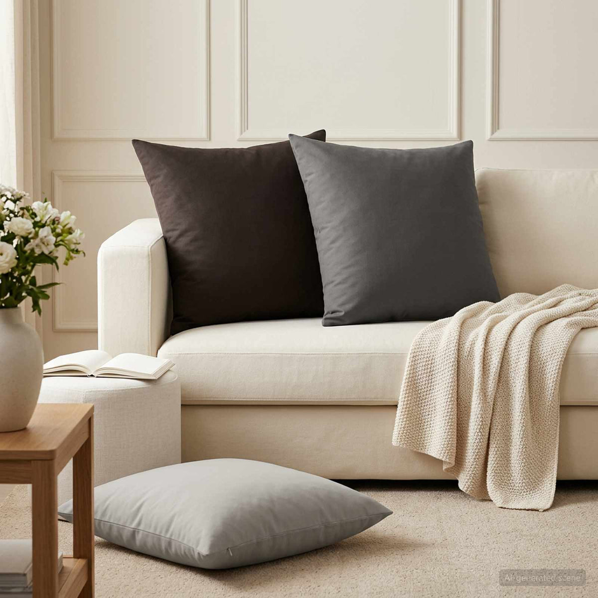 vidaXL Cushion with Pillow HEERLEN 2 pcs Grey Polyester 3