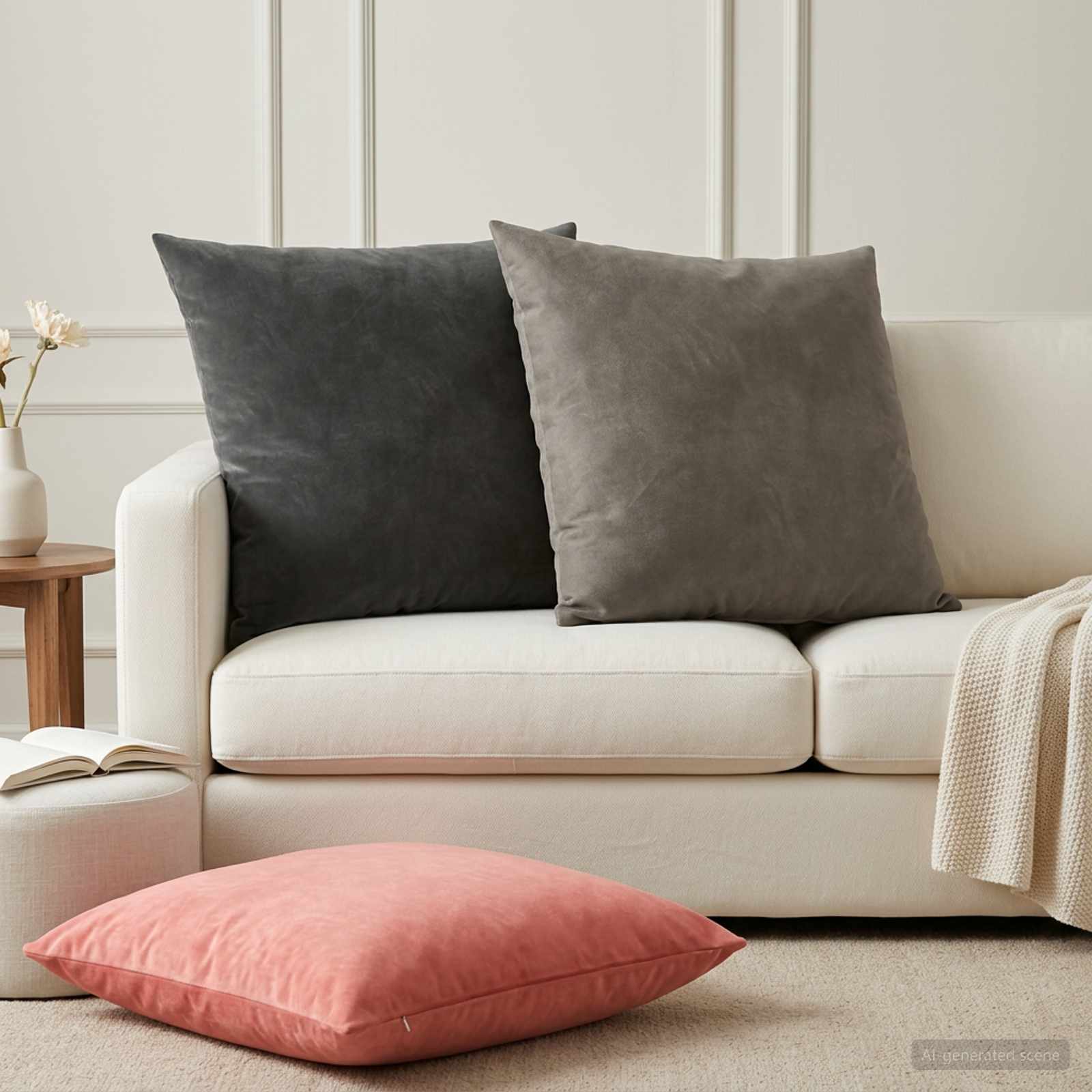 vidaXL Cushion with Pillow HEERLEN 2 pcs Light Grey Velvet 1