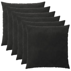 vidaXL Cushion Cover 6 pcs HEERLEN Black 65 x 65 cm Velvet 2