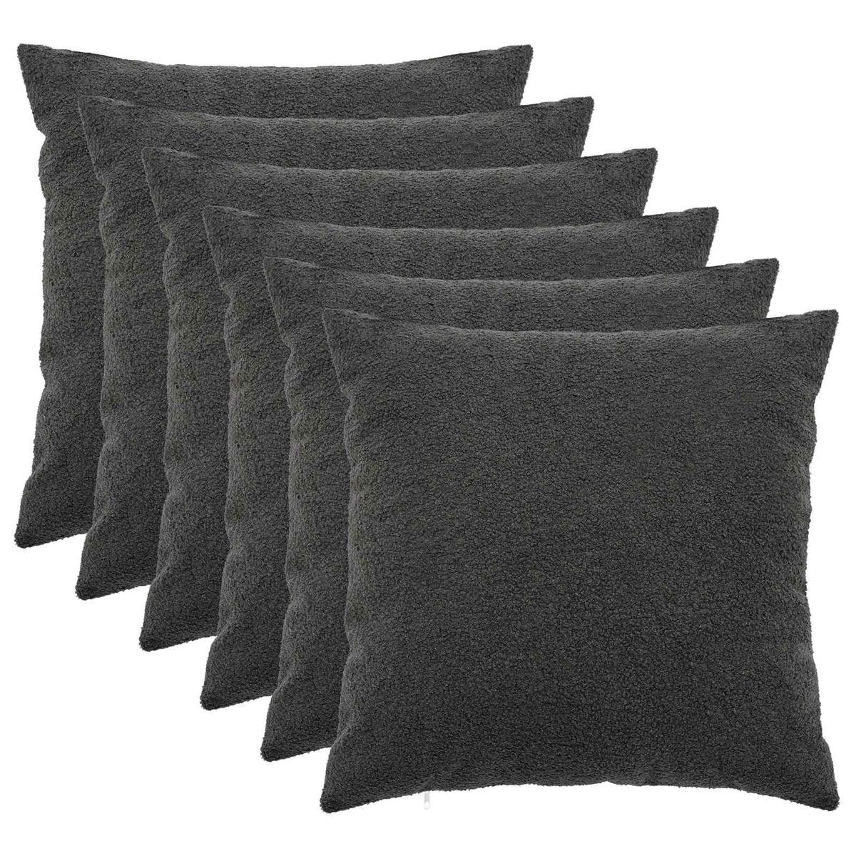 vidaXL Cushion Cover 6 pcs HEERLEN Dark Grey 65 x 65 cm Bouclé 2
