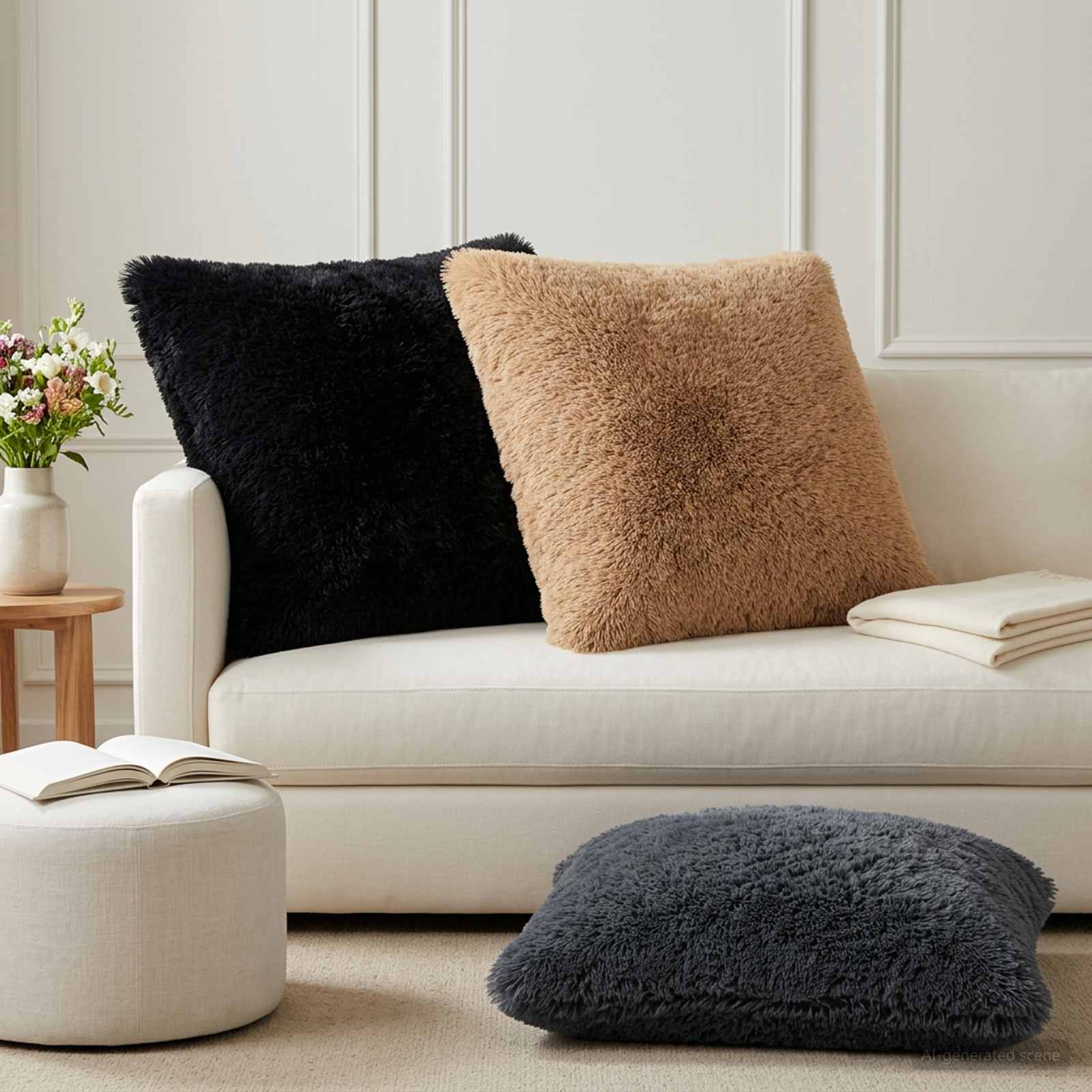 vidaXL Cushion Cover 6 pcs HEERLEN Taupe 65 x 65 cm PV Fleece 1
