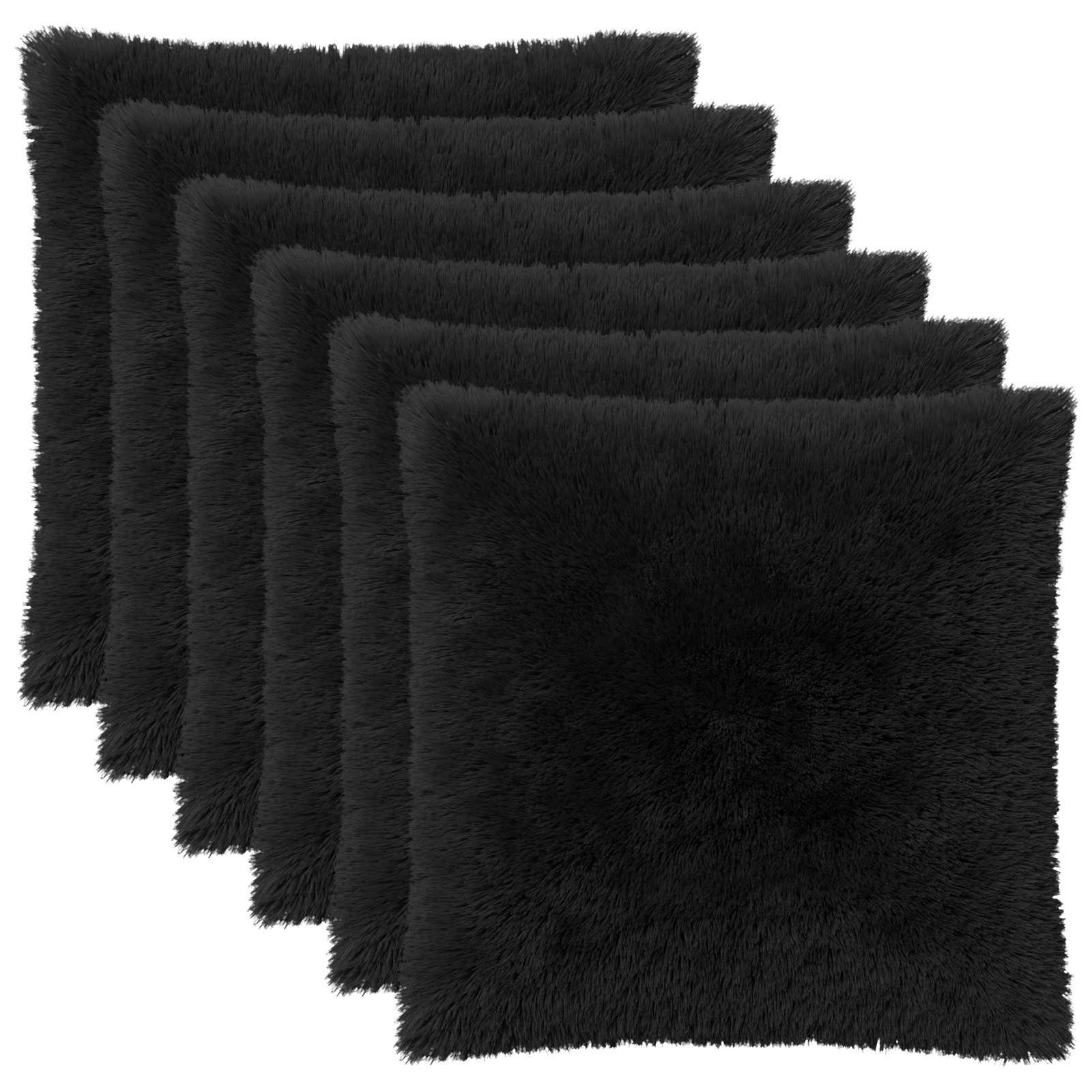 vidaXL Cushion Cover 6 pcs HEERLEN Black 65 x 65 cm PV Fleece 2