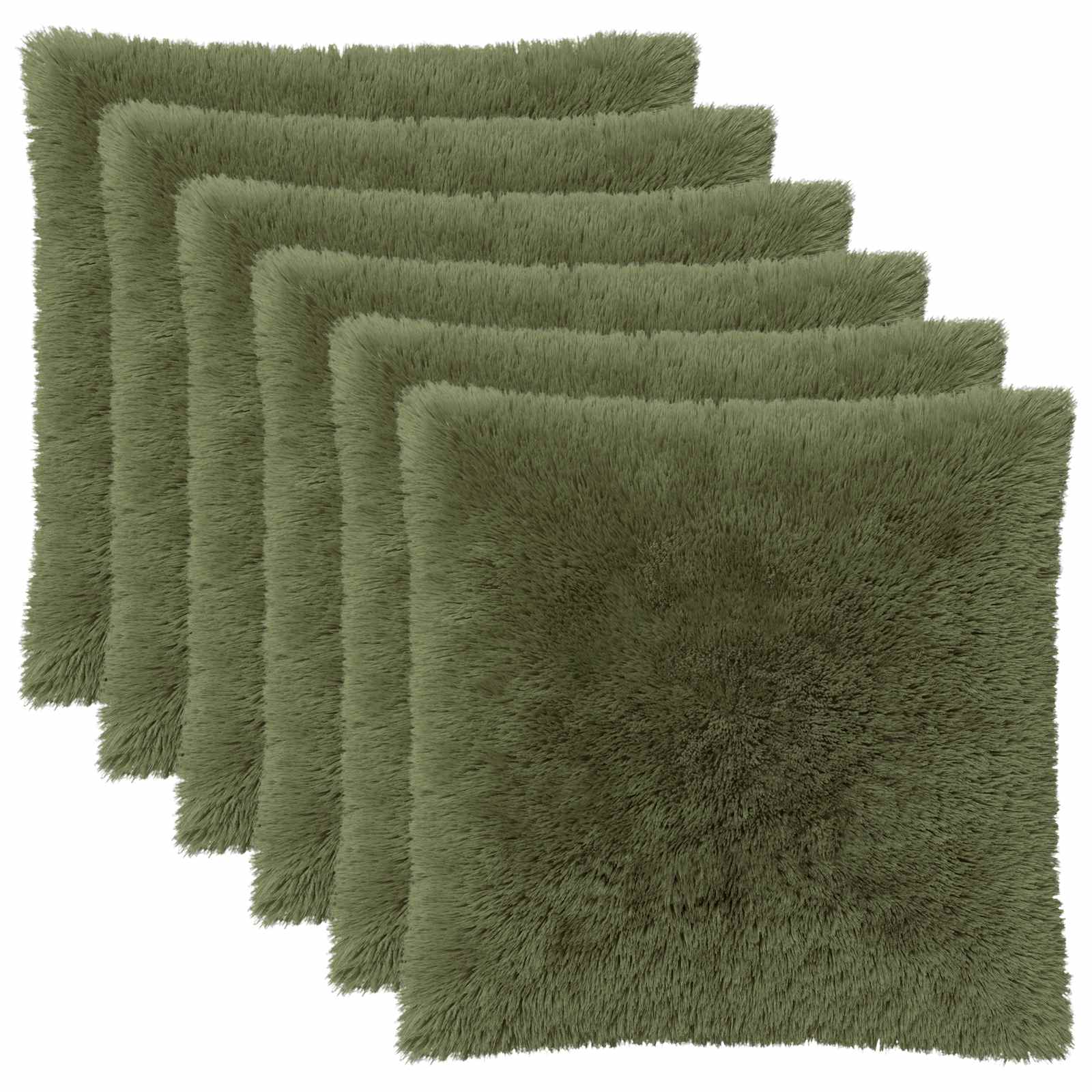 vidaXL Cushion Cover 6 pcs HEERLEN Green 65 x 65 cm PV Fleece 2