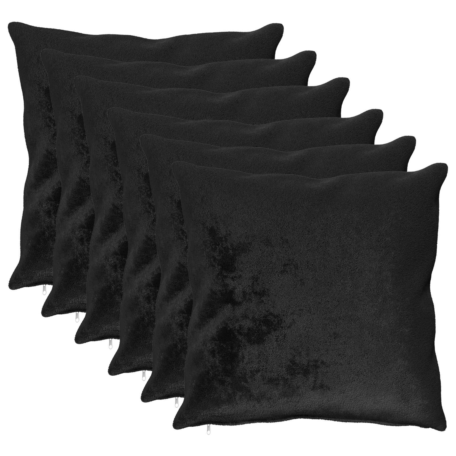 vidaXL Cushion Cover 6 pcs HEERLEN Black 65 x 65 cm Flannel 1