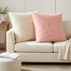 vidaXL Cushion Cover 6 pcs HEERLEN White 80 x 80 cm Faux Rabbit Fur 1