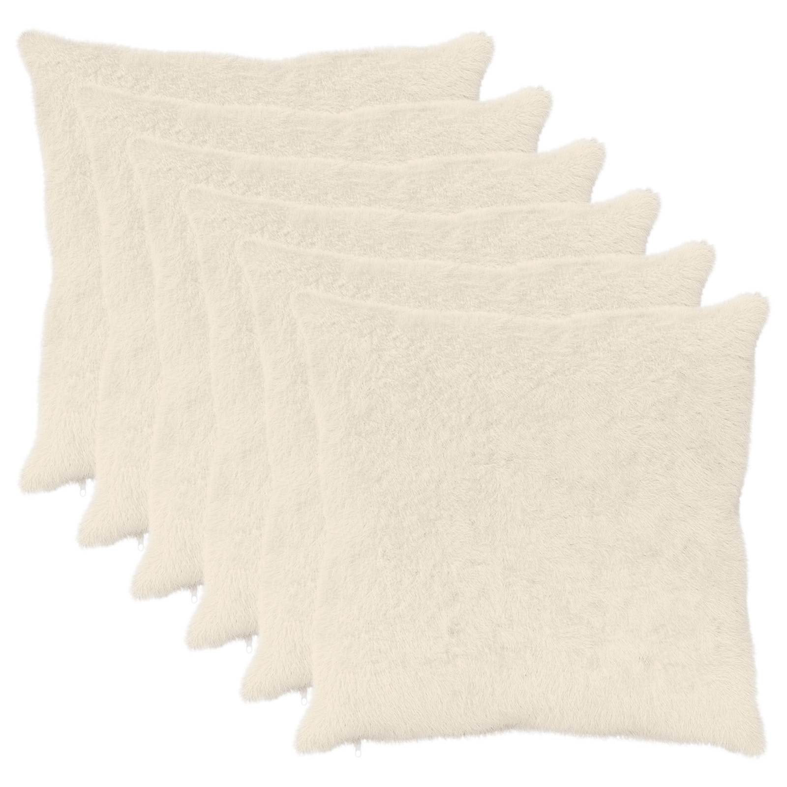 vidaXL Cushion Cover 6 pcs HEERLEN White 80 x 80 cm Faux Rabbit Fur 2