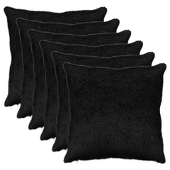 vidaXL Cushion Cover 6 pcs HEERLEN Black 80 x 80 cm Faux Rabbit Fur 2