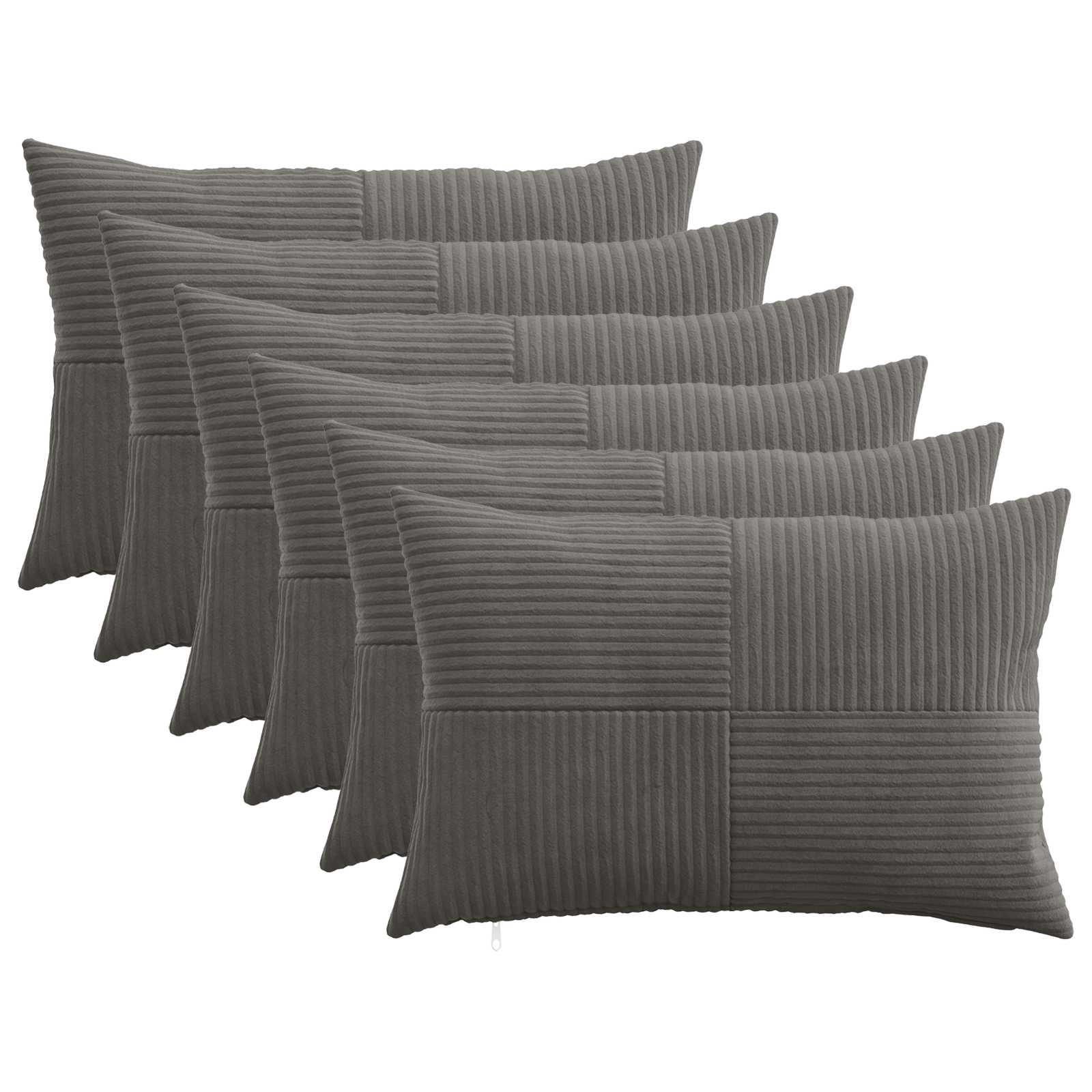 vidaXL Cushion Cover 6 pcs ALMELO Dark Grey 40 x 60 cm Corduroy 1