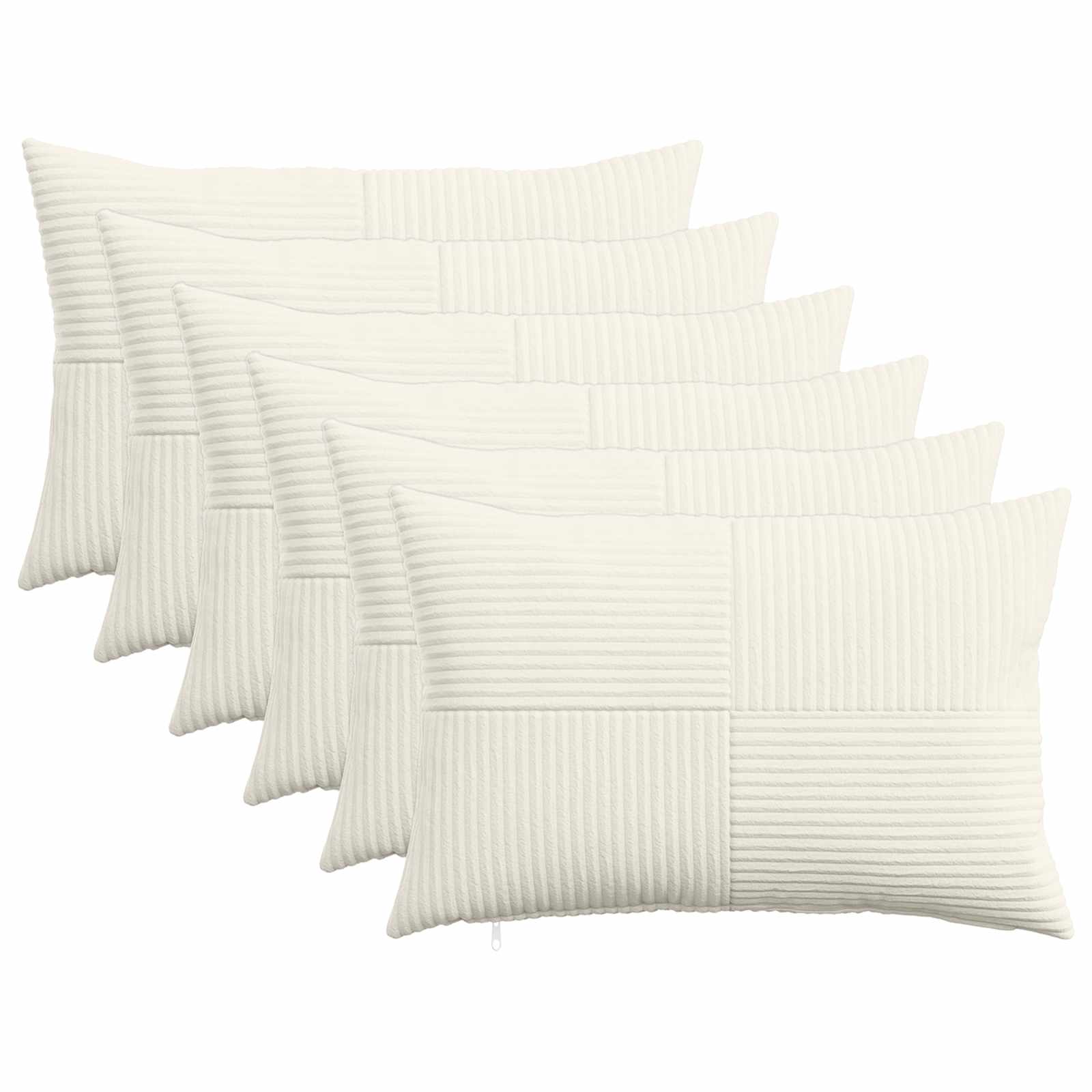 vidaXL Cushion Cover 6 pcs ALMELO Cream 40 x 60 cm Corduroy 1