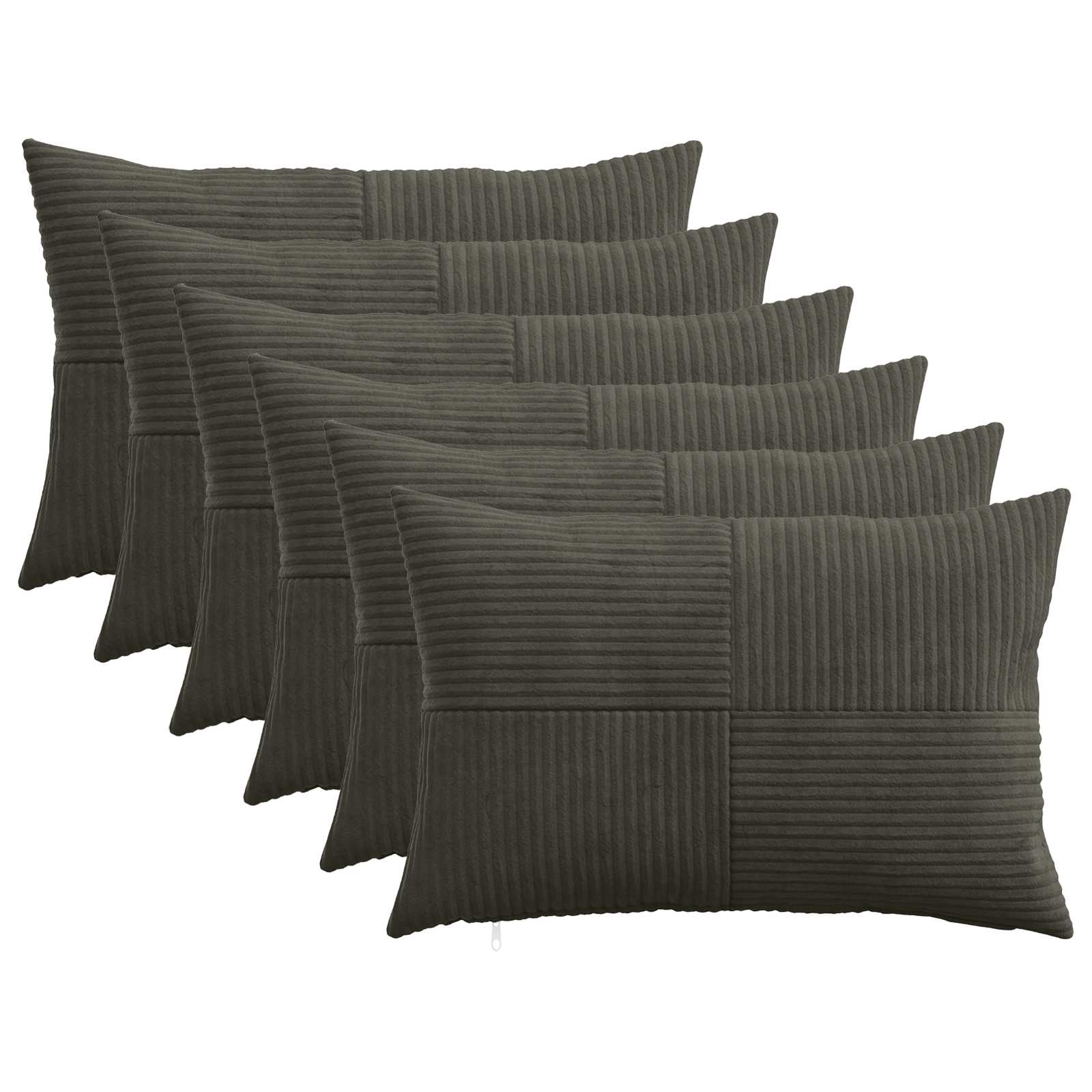 vidaXL Cushion Cover 6 pcs ALMELO Anthracite 40 x 60 cm Corduroy 1