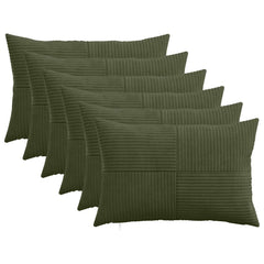 vidaXL Cushion Cover 6 pcs ALMELO Green 40 x 60 cm Corduroy 1