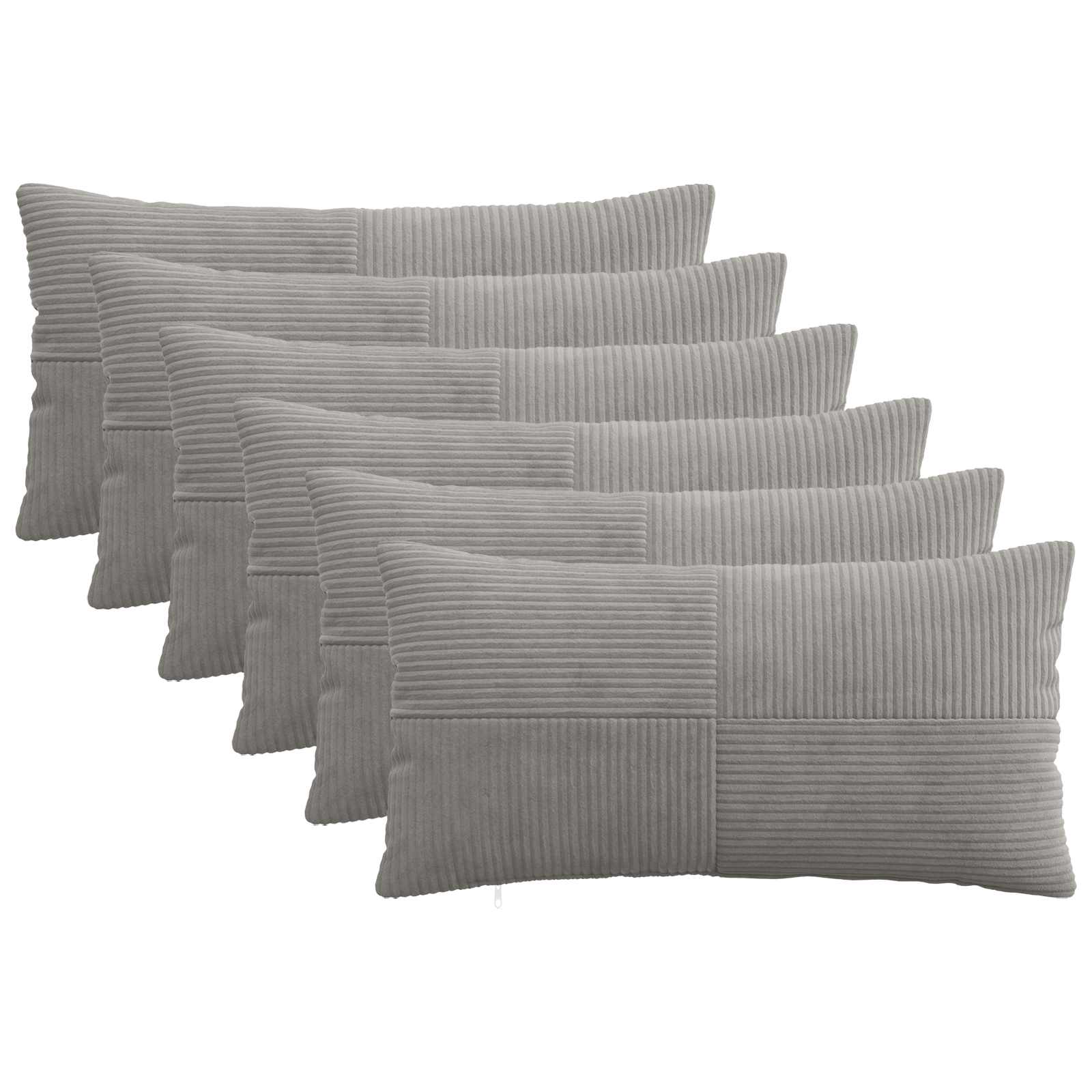 vidaXL Cushion Cover 6 pcs ALMELO Light Grey 40 x 70 cm Corduroy 1