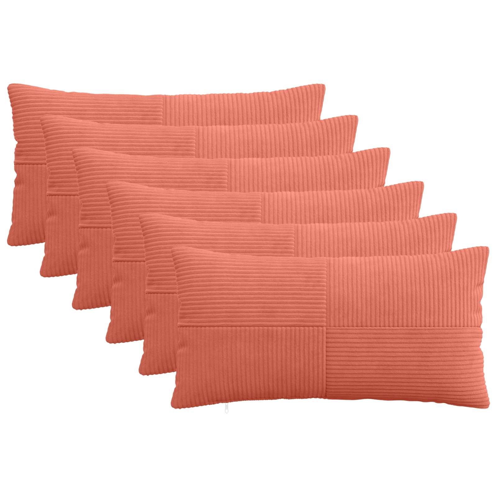 vidaXL Cushion Cover 6 pcs ALMELO Red Orange 40 x 70 cm Corduroy 1