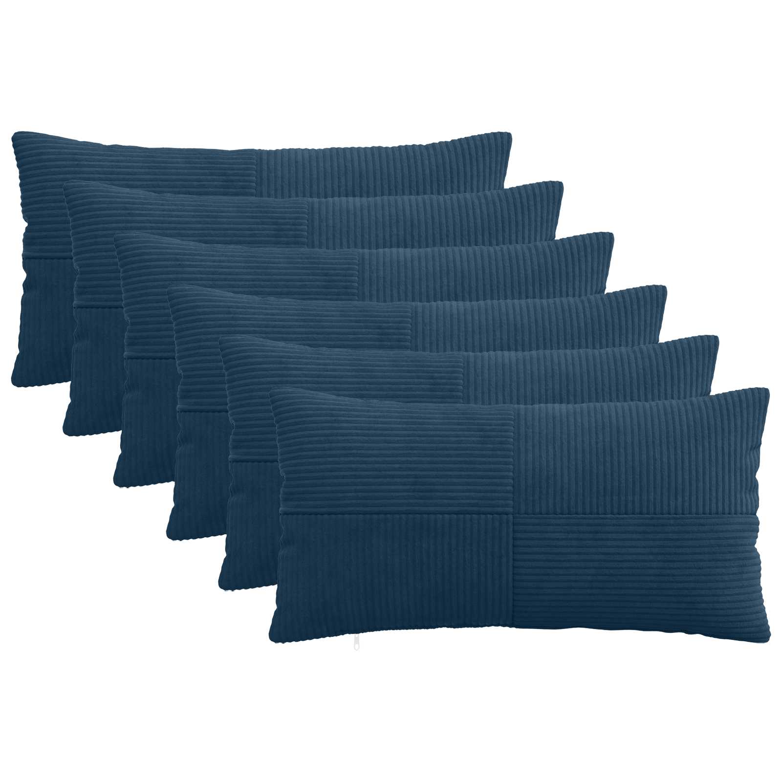 vidaXL Cushion Cover 6 pcs ALMELO Navy Blue 40 x 70 cm Corduroy 1