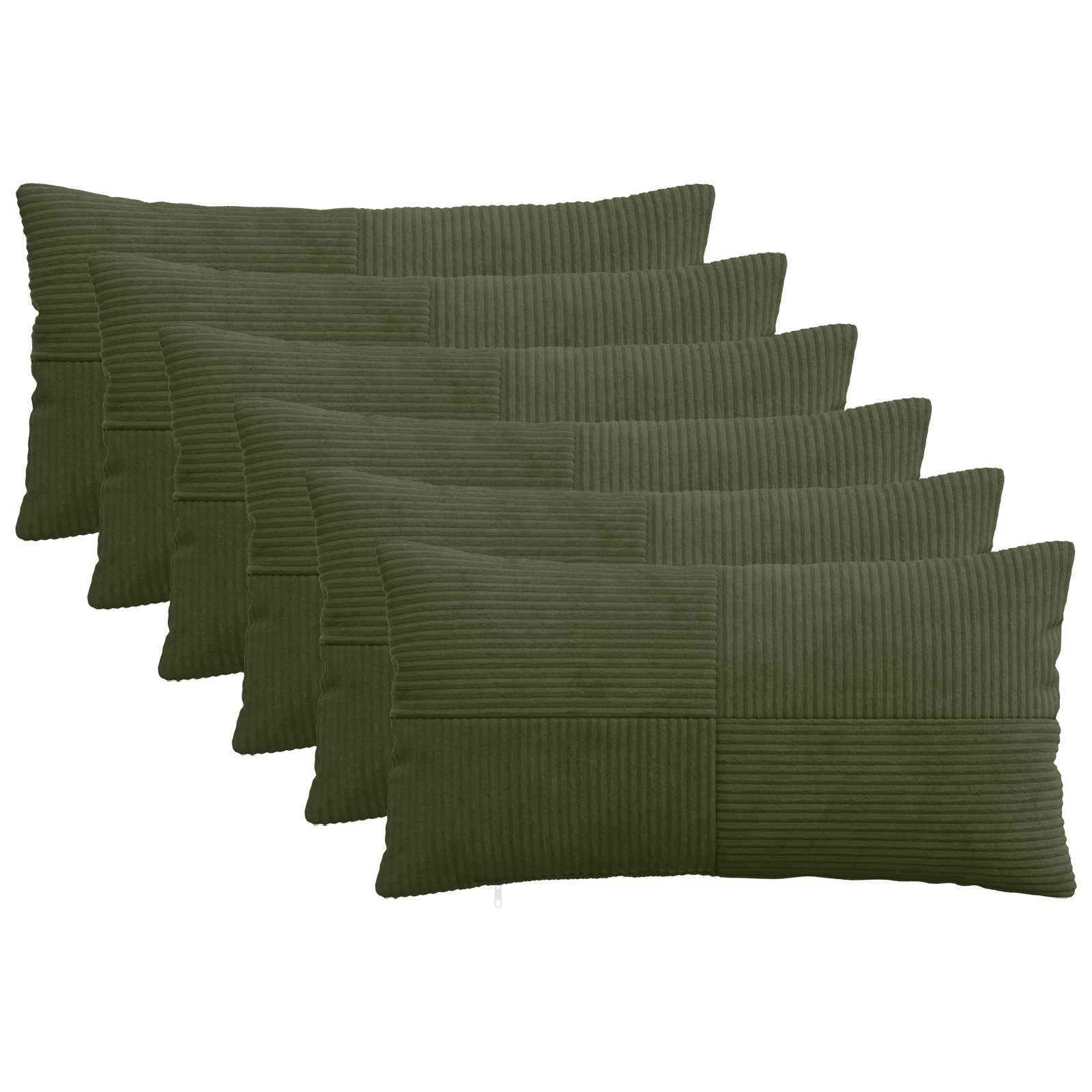 vidaXL Cushion Cover 6 pcs ALMELO Green 40 x 70 cm Corduroy 1