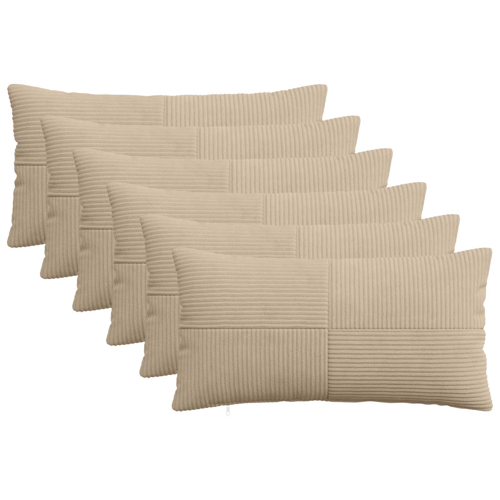 vidaXL Cushion Cover 6 pcs ALMELO Taupe 40 x 70 cm Corduroy 1