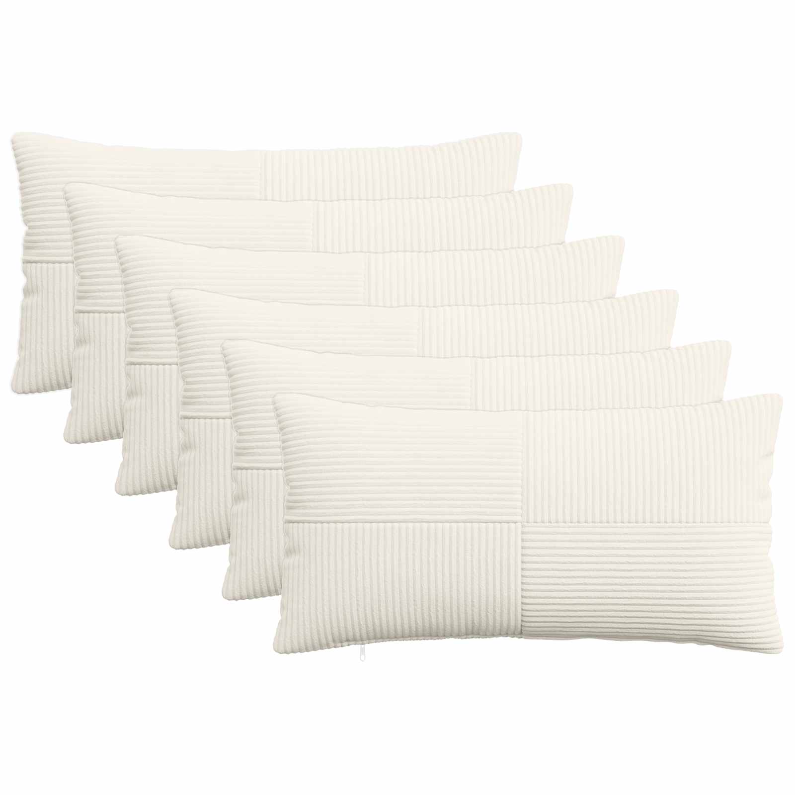 vidaXL Cushion Cover 6 pcs ALMELO Cream 40 x 80 cm Corduroy 1